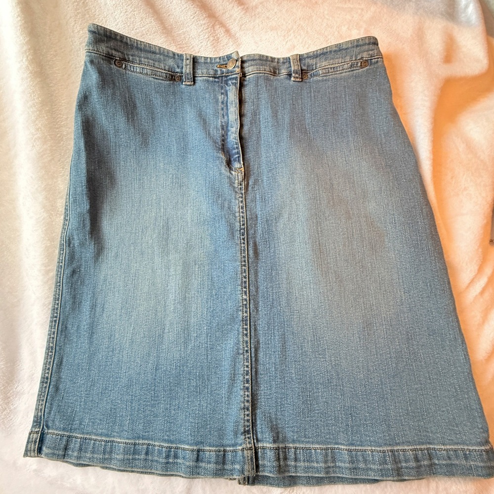 Jones New York Jeans Womens Blue Denim Knee Length Skirt Size 14